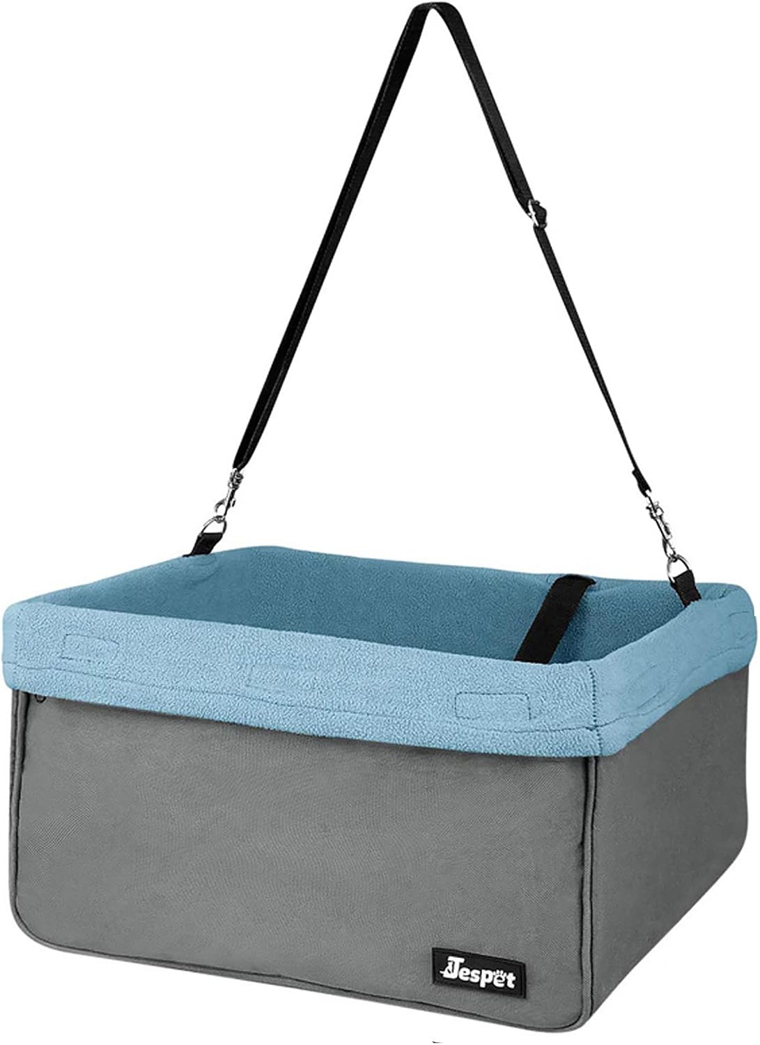Jespet Dog Booster Seat for Cars, Travel Carrier with Seat Belt – Essentials for Dogs - Gray-16 L x 13" D x 9" H