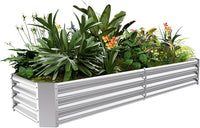 Land Guard 8×4×1ft Galvanized Metal Raised Garden Bed, Metal Planter Kit Box Outdoor for Deep-Rooted Vegetables, Flowers, Green and Herbs……