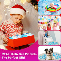 Realhaha Ball Pit Balls Baby Plastic Playpen Playball 2.15″ - Dark Blue Blue Green White Clear / 100 balls - image 4