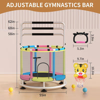 BLINWORLD toddler trampoline with enclosure net, T-handrail and basketball hoop - view 11