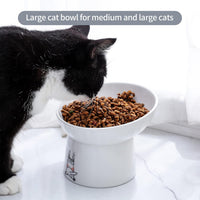 6.5 Inch Extra Wide Ceramic Raised Cat Bowl Set - White & Grey - image 2