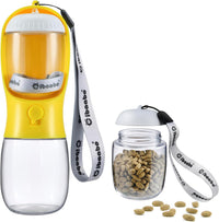 Dog Water Bottle Portable with Food Container & Filter for Travel – Essentials for Dogs - #12 Yellow / 10oz