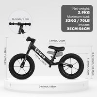 Birtech 12 inch balance bike with air rubber tires, U-shaped footrest and aluminum handlebar - view 8