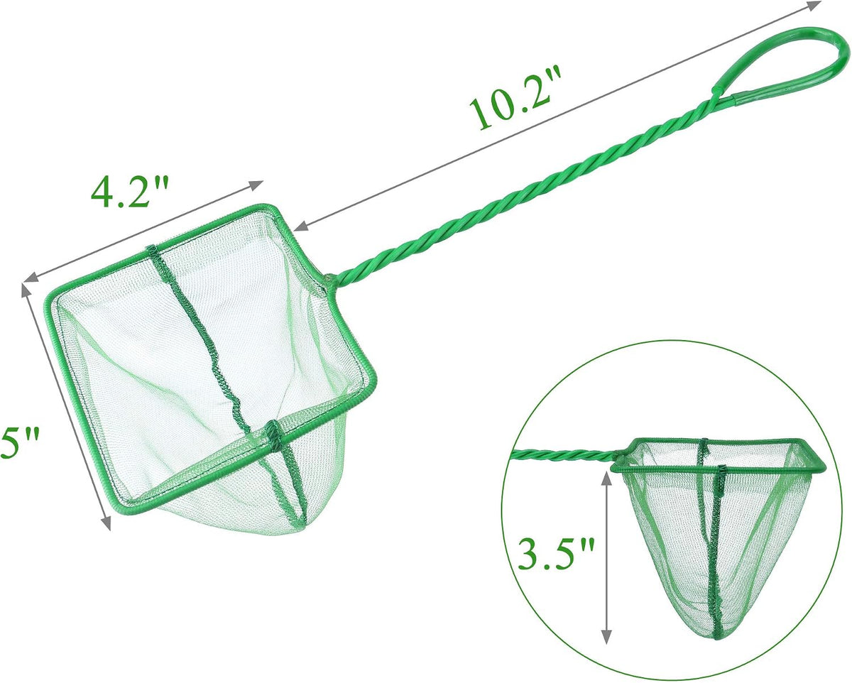 Mogoko 2 Pack Aquarium Net Fish Net Small Net Multi-Size Fine Mesh - 1. Green / 5 Inch - image 2