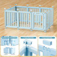 Dog Playpen Indoor, Puppy Playpen, White 23.6" H, 10 Panels - blue / 10 / 23.6 inch Height - image 4