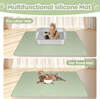 Cat Litter Mat, Extra Large 40" x 28" Silicone Mat Litter Trapping Mat for Scatter Control, Soft on Kitty Paws, Easy to Clean (Green)