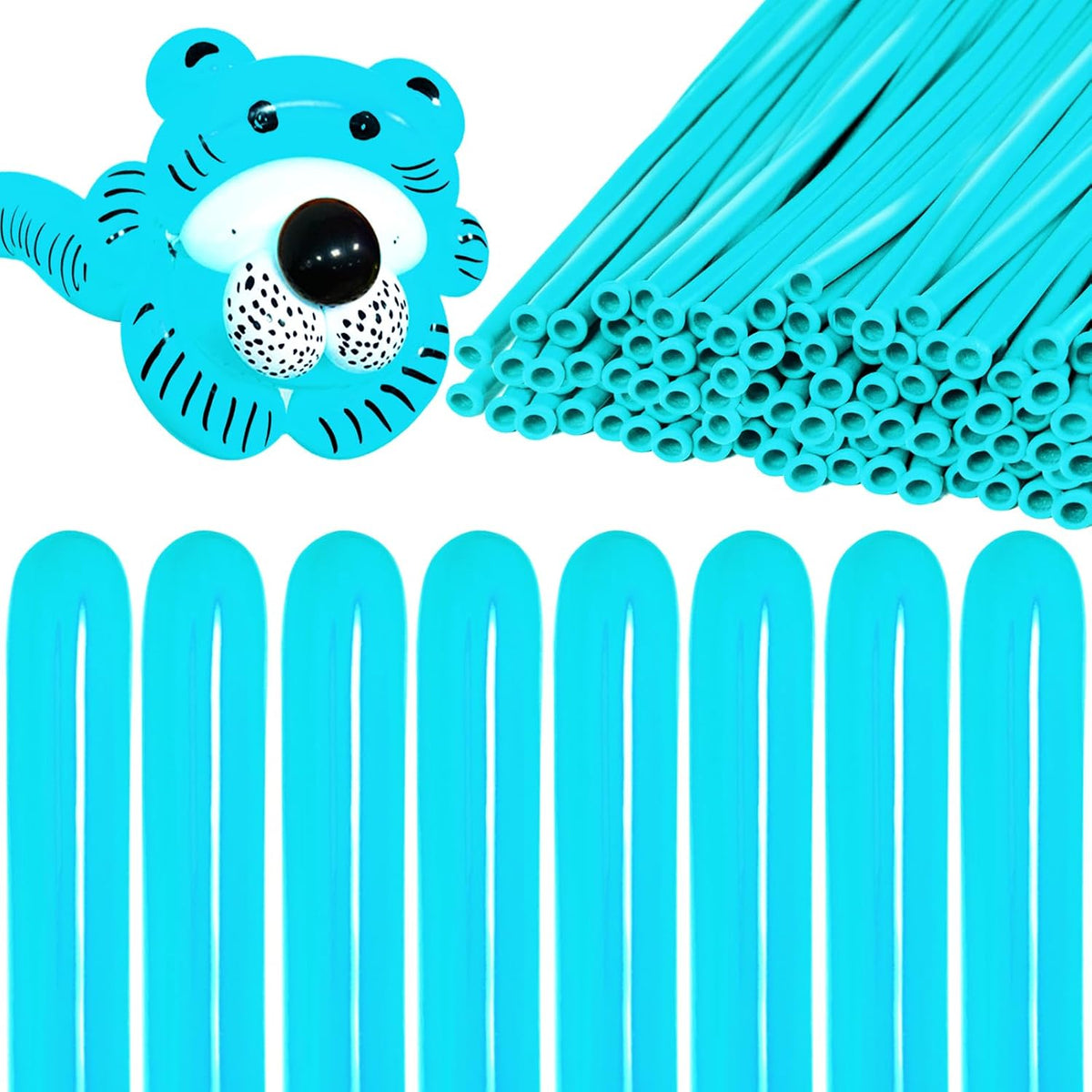260 Clear Long Balloons for Animals - Teal Blue