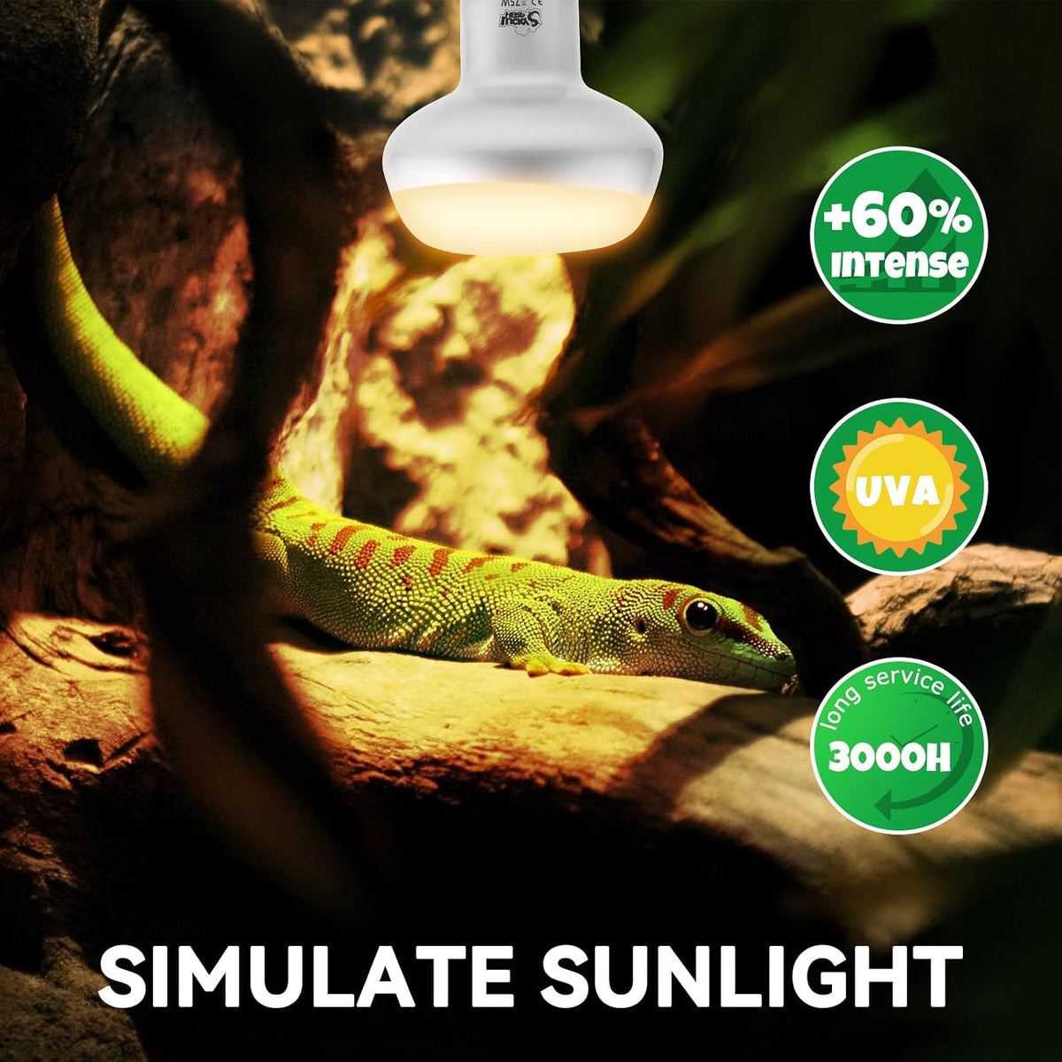 LUCKY HERP Intense Heat Lamp Bulbs for Reptiles 100W 2 Pack - Natural Basking Light Bulb / 75 Watts - image 2