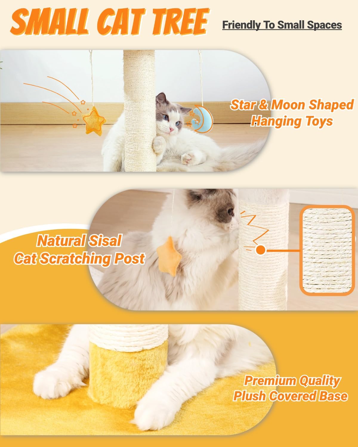 Cat Tree, Cloud Cat Tower with Soft Bed - 22" with Scratching Post - image 3