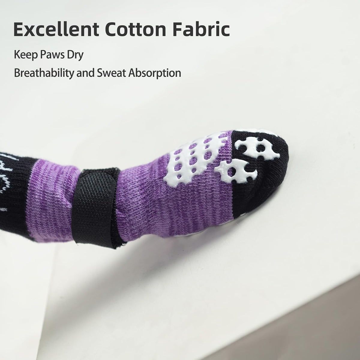 PUPTECK Anti-Slip Dog Socks with Double Sides Grips for Small Medium - Purple / Medium (4 Count) - image 4