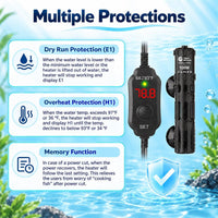 AquaMiracle Aquarium Heater Dry-Run Auto Power-Off & Overheat - For 10-20 Gal Aquariums - image 3