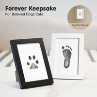 Inkless Paw Print Kit for Dogs, Cats & Babies - Black Pad,Black/White Wood Frame / 4-Pack,Medium - image 2