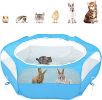 Pawaboo Small Animal Playpen, Waterproof Portable Pet Cage Tent - C-Light Blue / 1