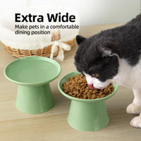 Ceramic Elevated Cat Food Bowls, 6.2" Wide - Green / 1 Pack - image 3