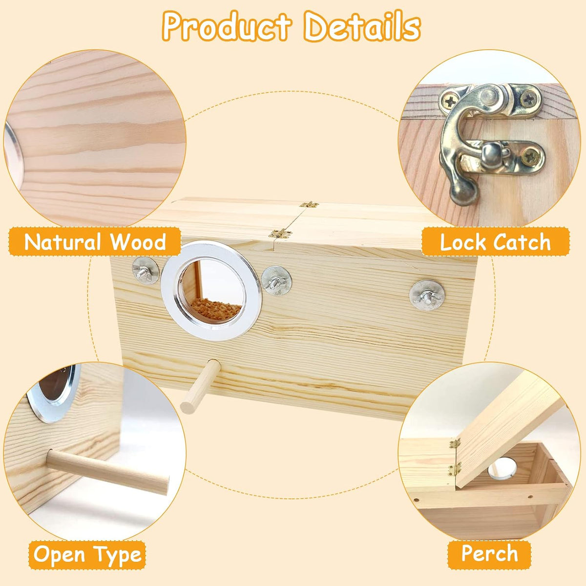 Acrylic Parakeet Nesting Box Transparent Panoramic Bird Nest for Cage – Essentials for Birds - M: 9.8 x 5.3 x 5.3 inch - image 3