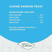 Nature's Logic Grain-Free Canned Dog Food - 90% Animal Proteins - 100% Natural Wet Dog Food Cans - No Common Allergens - All Life Stages - Ideal for Sensitive Dogs - Sardine, 12/13.2oz