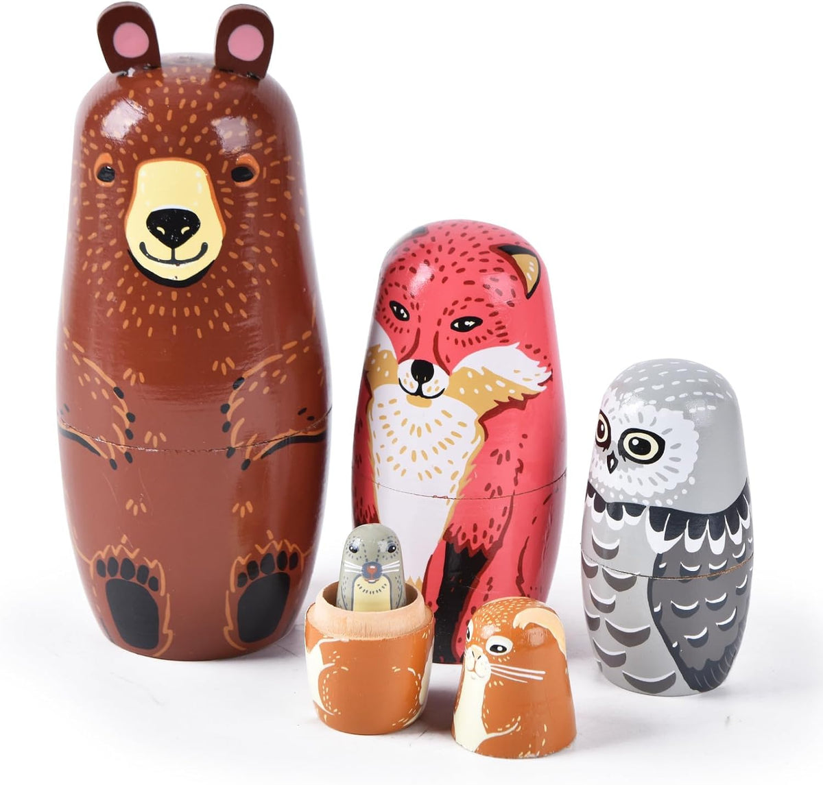 Russian Nesting Dolls, Bear Wooden Stacking Set - Bear