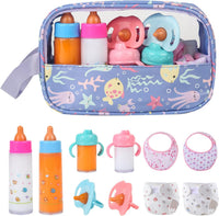 CARANOVO Baby Doll Accessories Set - purple bag-bigger diapers