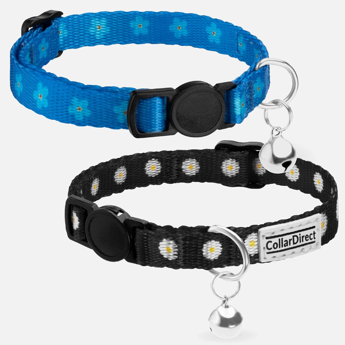 Tribal Aztec Cat Collar 2-Pack, Breakaway with Bell – Essentials for Cats - Black & Blue, 2-Pack, 7-11" - image 3