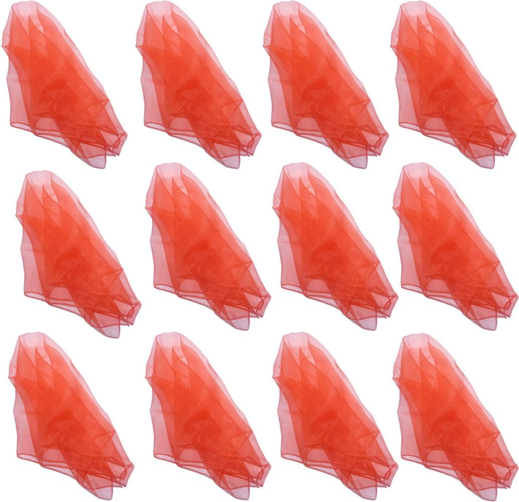 Hoerev Pack of 12 Approx. 24" x 24" Juggling Dancing Scarves Floaty - Medium / Red