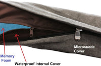 XL Orthopedic Memory Foam Dog Bed with Machine Washable Cover - Large 37" Length X 27" Width / Microsuede in Gray - image 3