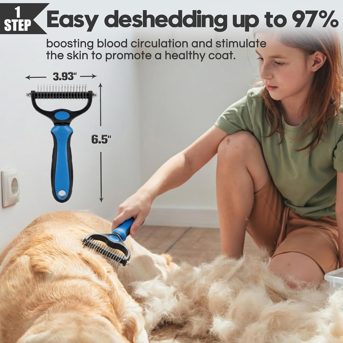 Dog Slicker Brush for Dogs Grooming Kit 5PCS Long Haired Doodles – Essentials for Dogs - Blue - image 4