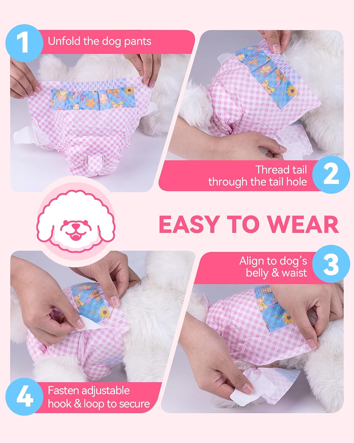Disposable female dog diapers, size XXS, 40 pieces, absorbent leak barrier - view 4