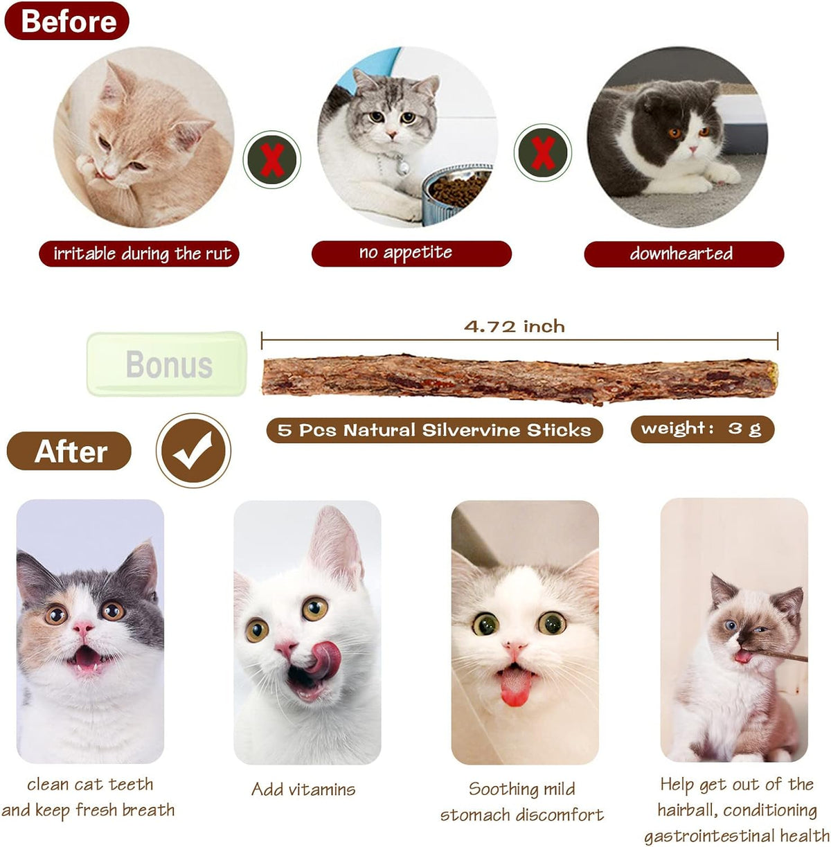 Natural Wood Cat Wand Toy with Ribbon Fish Teaser - image 3