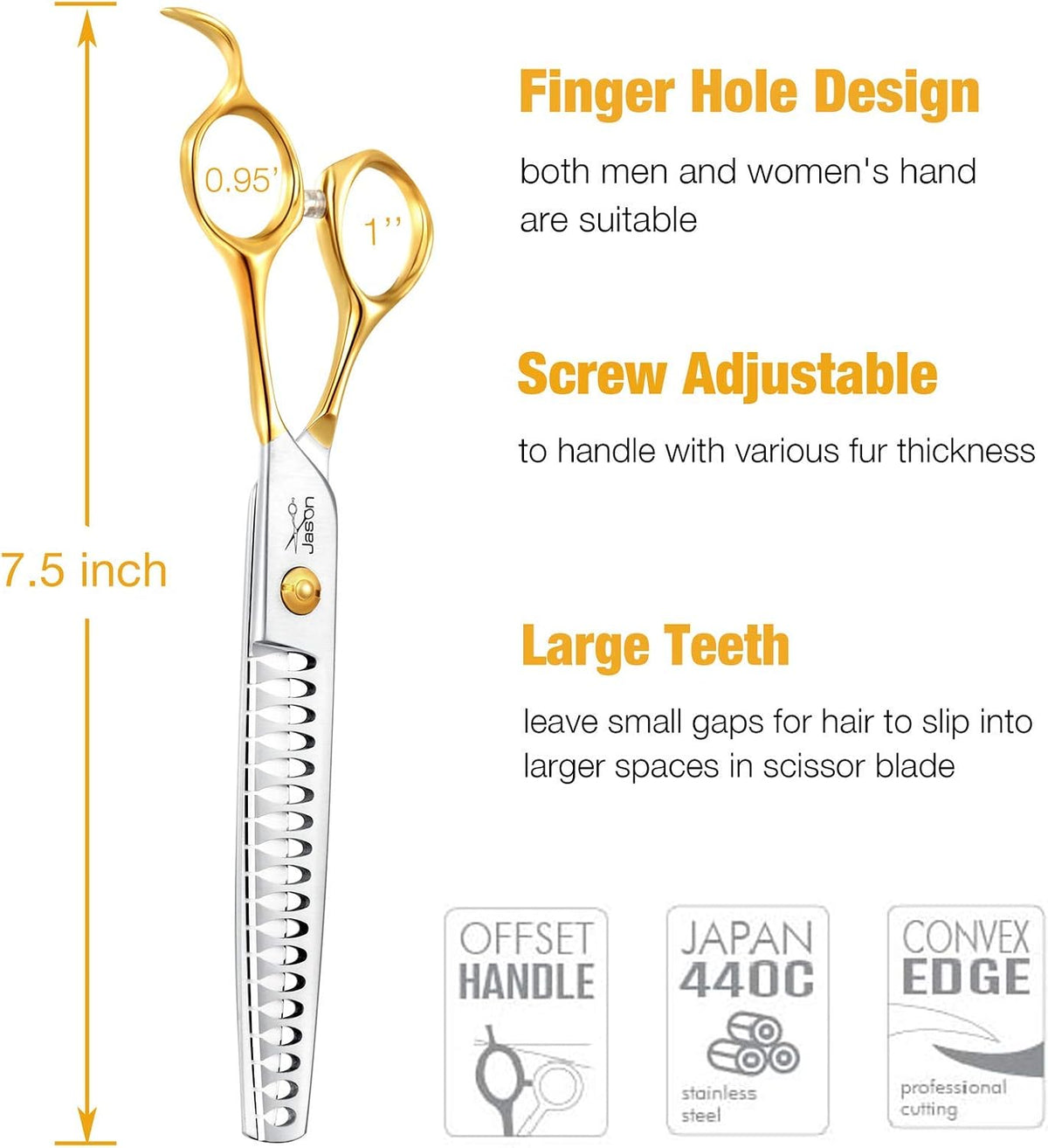 JASON dog grooming chunker scissors with T-shaped teeth in Japanese 440C steel - view 3