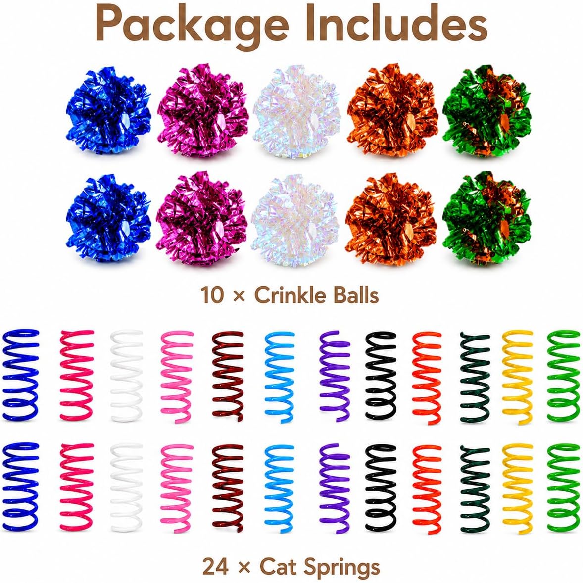 Cat Toys for Indoor Cats, 20 Packs Cat Toys Balls – Essentials for Cats - Crinkle Balls 34Pcs - image 2