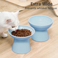 2-Pack Elevated Ceramic Cat Bowls Extra Wide for Food & Water – Essentials for Cats - Baby Blue - image 4
