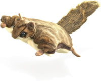 Folkmanis flying squirrel hand puppet in brown plush, 15 x 6 x 2 inches