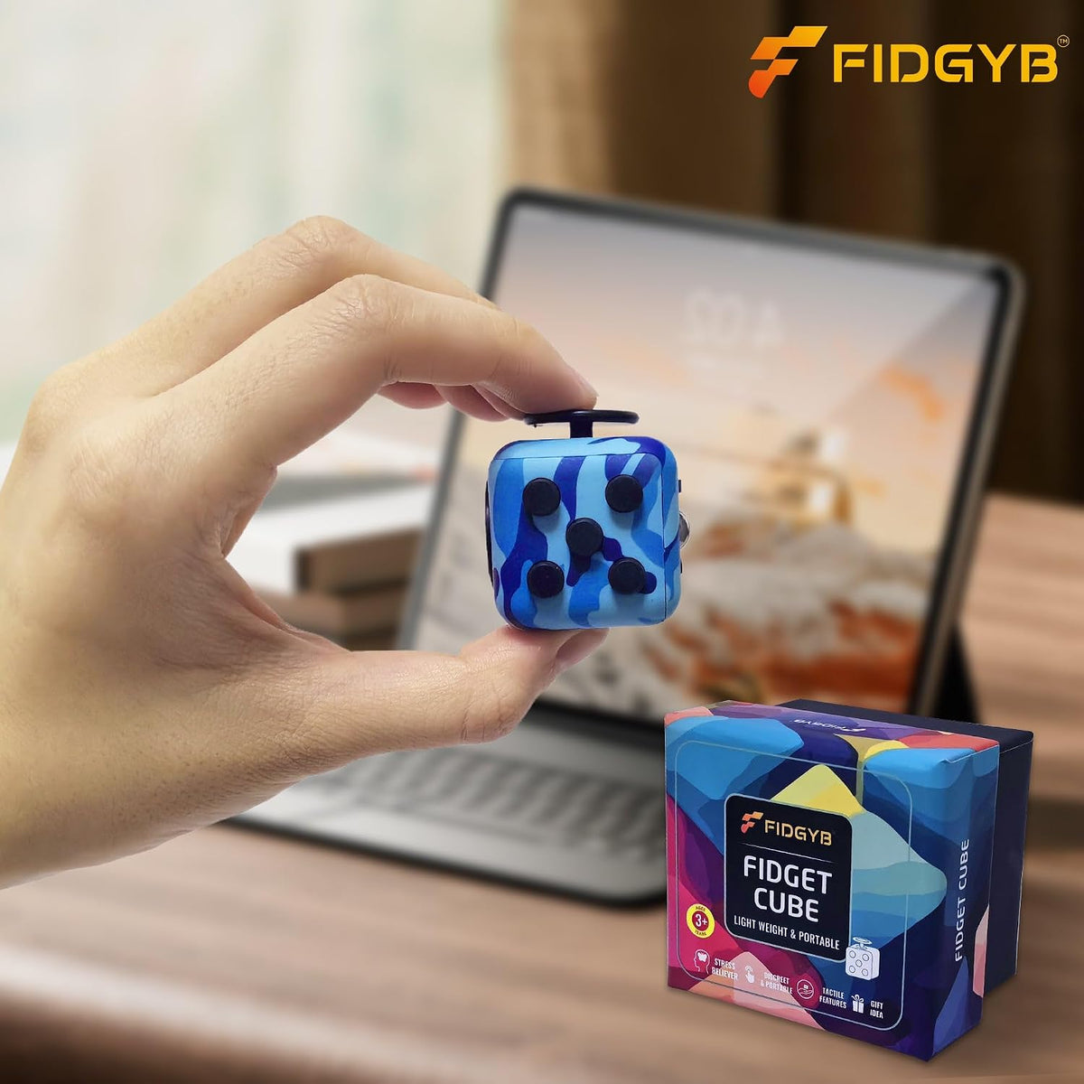 Cube Fidget Toy for Adults & Kids, Smooth - LGB+CAMO - image 3