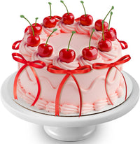Chunful fake cherry cake toppers with red polyester bows - view 3