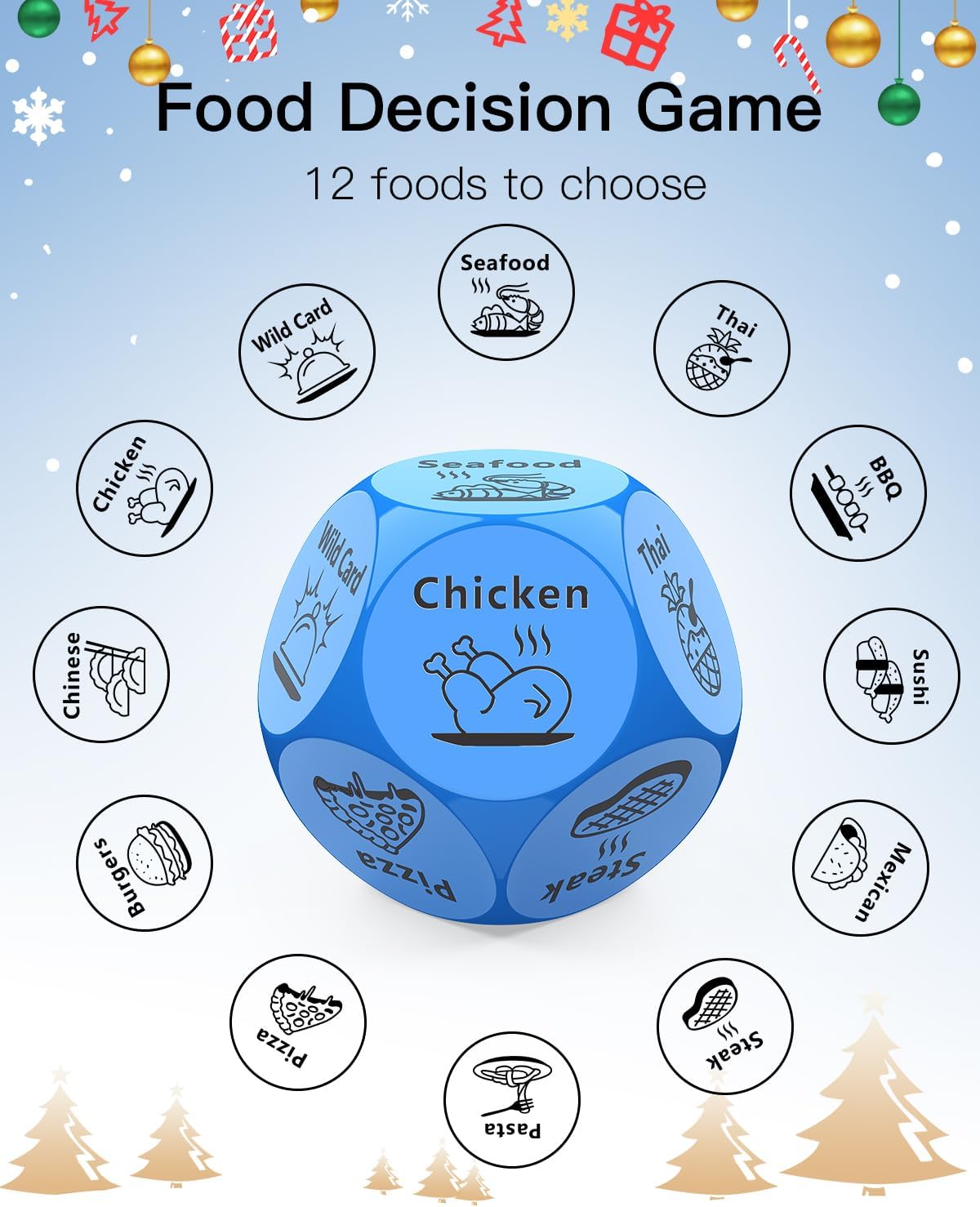LLYZZ 12-sided food decision dice with engraved dinner options - view 13