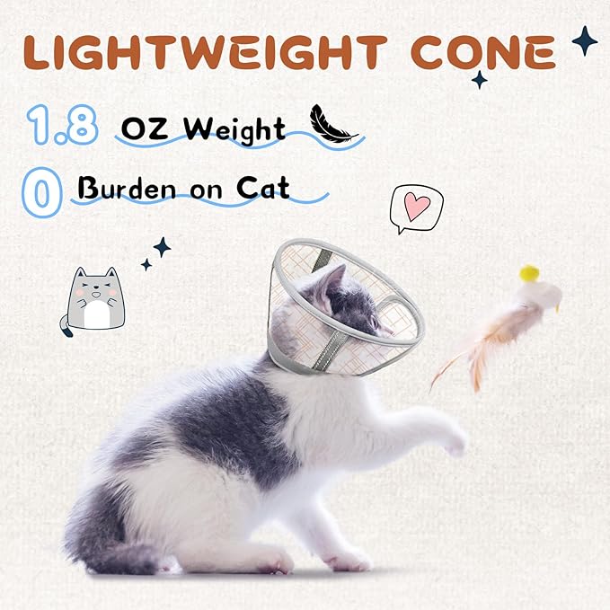 Supet Soft Air Mesh Cat Recovery Cone - Adjustable, Breathable Neck Cone Alternative for Small Kittens, Lightweight, Anti-Scratch