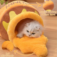 Honey Pot Cat Cave Bed, Soft and Thick Rebound Sponge Pet Nest with Removable & Washable Cushion - Brown - image 2
