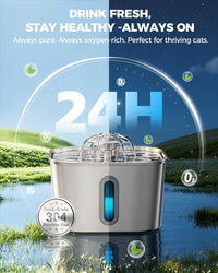 Cat Water Fountain Stainless Steel 74oz/2.2L with 3 Filters & 3 - 2.2L+3Filters+3Sponges - image 2
