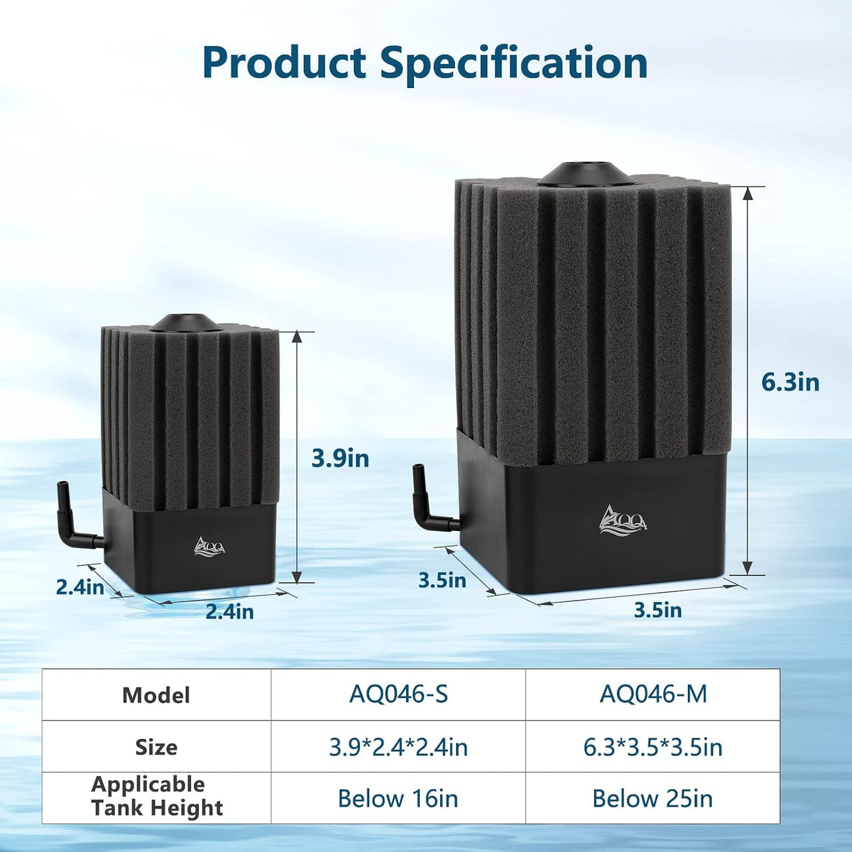 AQQA Aquarium Sponge Filter for 5-20 Gallon - S‑Filter, 5‑20 Gallon - image 3