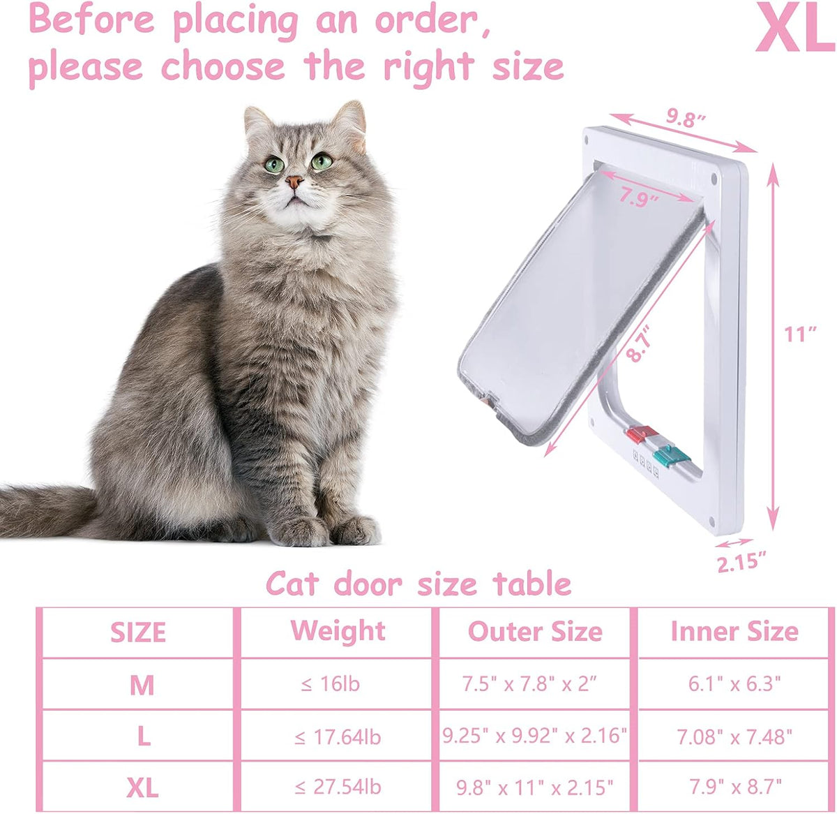 goTeamghjkl Cat Door Flap - White / X-Large - image 2