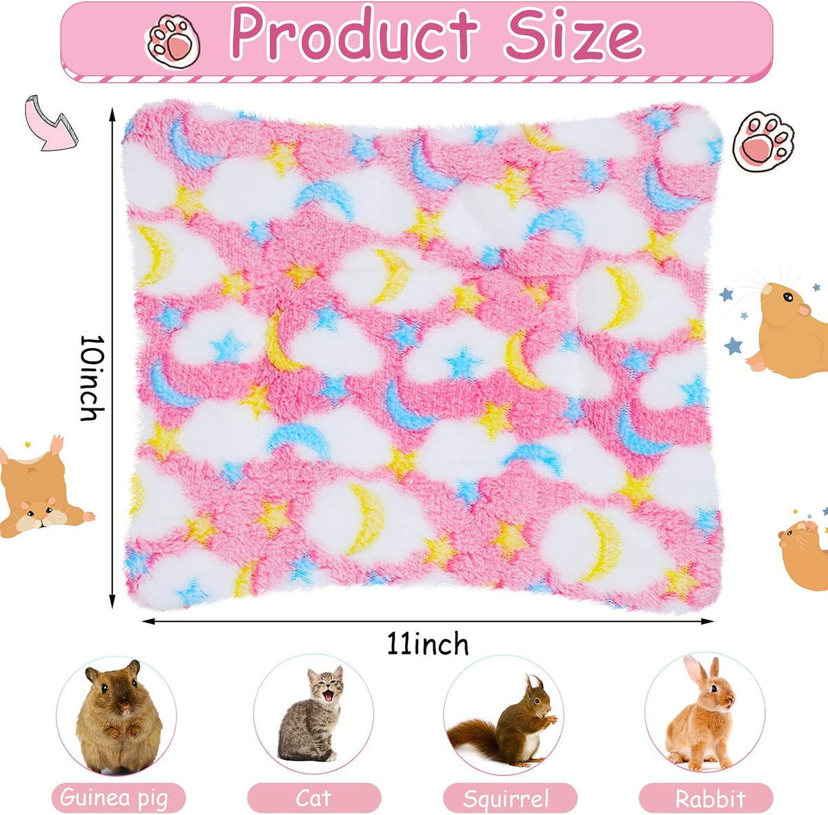 Jetec 4 Pcs Guinea Pig Bed Pads Big Twinkle - Stars / 10 x 11 Inch - image 2