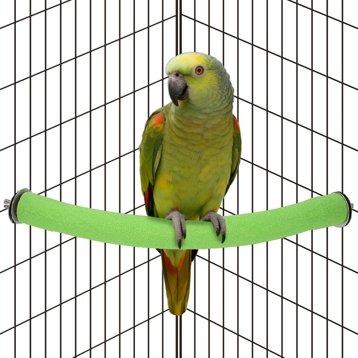 U-Shaped Large Parrot Perch, Quartz Bird Perch for Cage – Essentials for Birds - Large / Green-corner-90