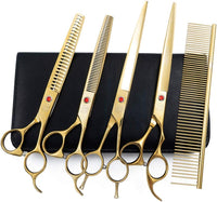 Professional Dog Grooming Scissors Set - 8 Inch (Pack of 5) / Gold - image 2