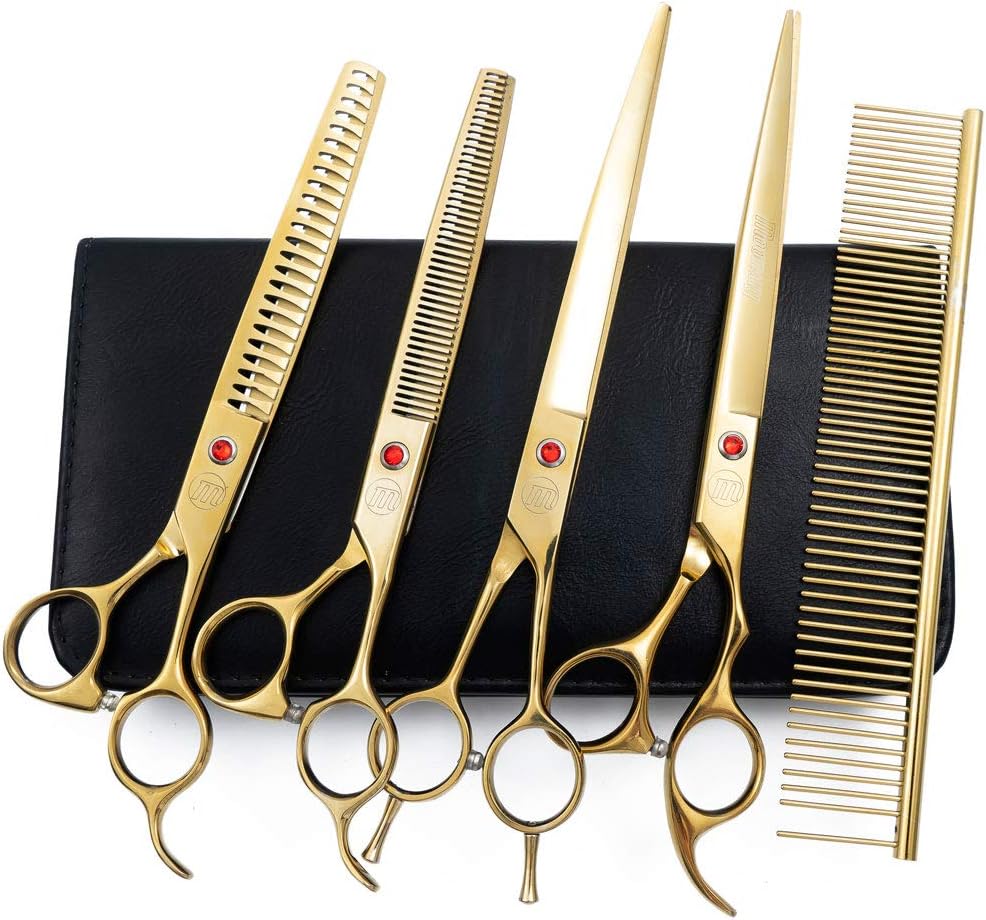 Professional Dog Grooming Scissors Set - 8 Inch (Pack of 5) / Gold - image 2