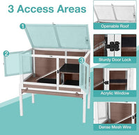 Guinea Pig Cage with Wooden Stand,Indoor Rabbit Hutch with 2 Stories,Hamster Cage with Anti Chew Ramp,Hideout, Platform, Pull Out Tray (Brown)