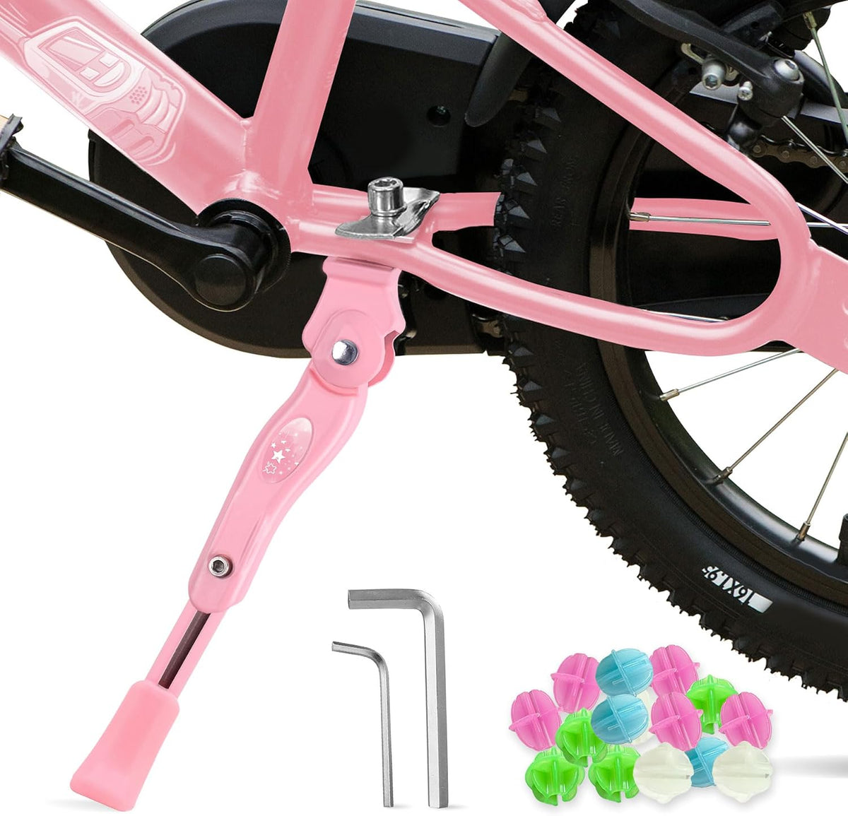 LEICHTEN Kickstand for Kids Bike Center Mount for 16 18 20 Inch - Pink / For 16-20 Inch Wheels