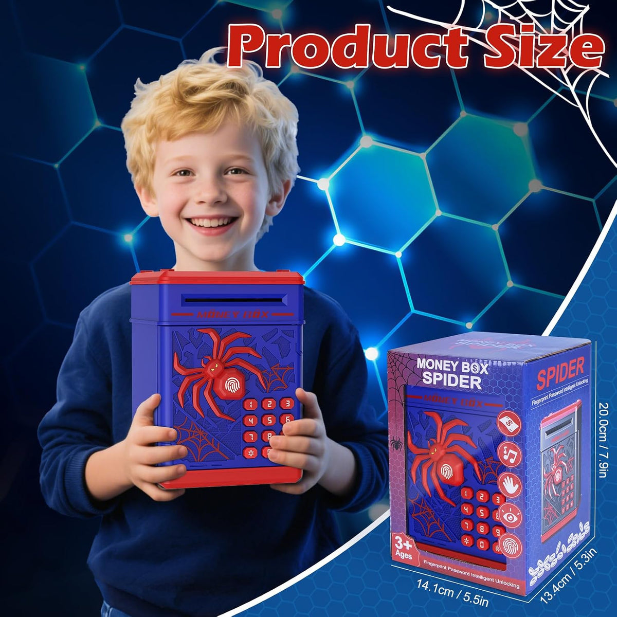 Spider Fingerprint Piggy Bank - Blue - image 4