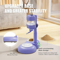 Dog Bowls with Puppy Weaning Bottles,3 in 1 Dog Bowl Set with Water Dispenser and 2 Food Grade Ceramic Bowls for Cats,Bunnies,Ferrets and Small Sized Dogs（Purple）