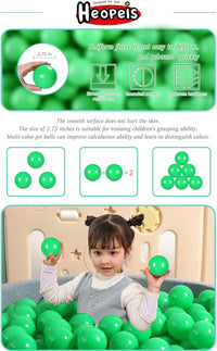Heopeis green ball pit balls, 2.75 inches, crush proof plastic for kids - view 20