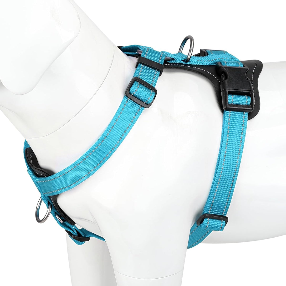 Plutus Pet No Pull Dog Harness with Leather Accents - S / Light Blue